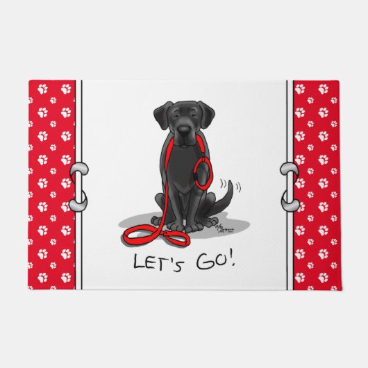 Paillasson Allons-y ! Black Labrador Retriever - mignon chien (Devant)