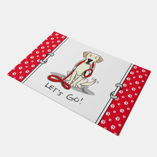 Paillasson Allons-y ! Yellow Labrador Retriever - mignon chie (Incliné)