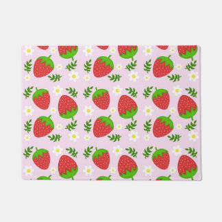 Paillasson Almofada fofa design contínuo morangos fundo rosa
