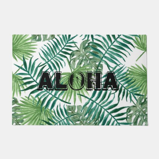 Paillasson Aloha Door Mat, Feuille de palmiers tropicaux (Devant)