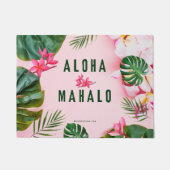 PAILLASSON ALOHA ET MAHALO - VERT ROSE - POUCE MAT (Devant)
