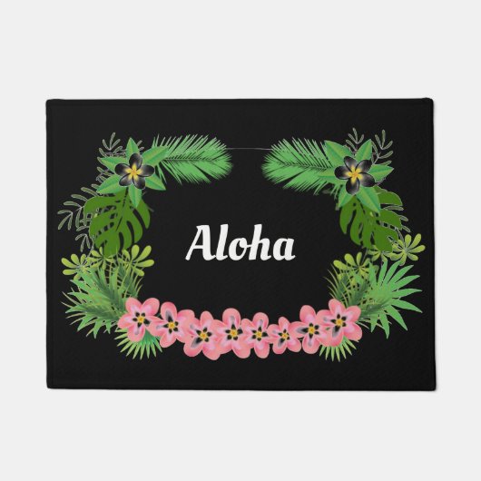 Paillasson Aloha Hawaiian Welcome Tropical Flowers Design (Devant)