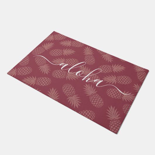 Paillasson Aloha rose Dusty Script Motif ananas simple (Incliné)