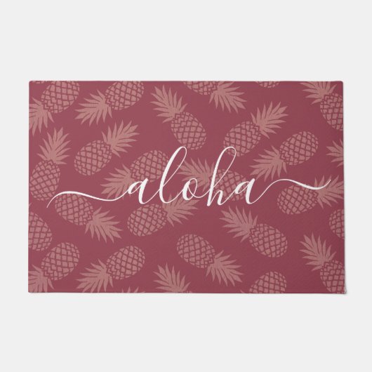 Paillasson Aloha rose Dusty Script Motif ananas simple (Devant)