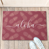 Paillasson Aloha rose Dusty Script Motif ananas simple