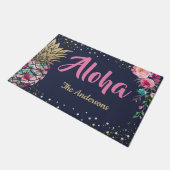 Paillasson Aloha Tropical Pineappal Rose Floral Nom de famill (Incliné)