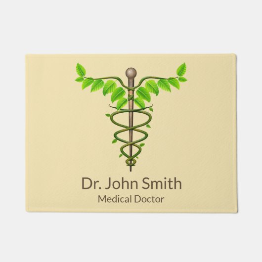 Paillasson Alternative Médicale Caduceus Vert Feuilles Beige (Devant)