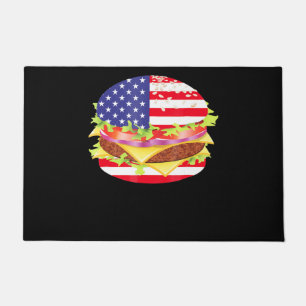 Paillasson Amateurs de barbecue Hamburger USA Drapeau 4 jui