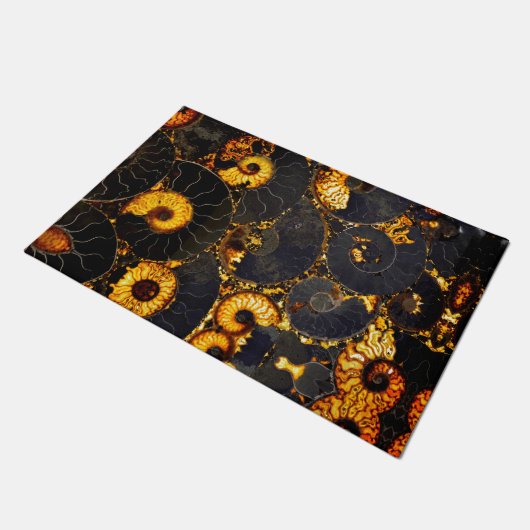 Paillasson Ambre doré noir Nautilus motif, fossile (Incliné)