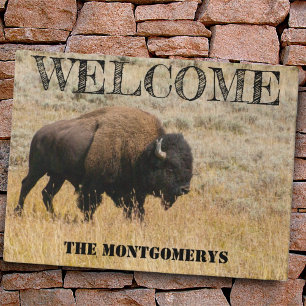Paillasson American Bison Grazin Meadow Grass Photo personnal