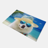 Paillasson American Eskimo on Beach, cadeau d'été pour amoure (Incliné)