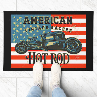Paillasson American Flag Vintage Racers Hot Rod Car avant