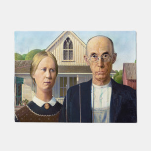 Paillasson American gothique classique peinture Grant Wood