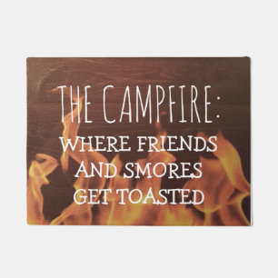 Paillasson Amis drôles Smores de feu de camp en bois rustiqu