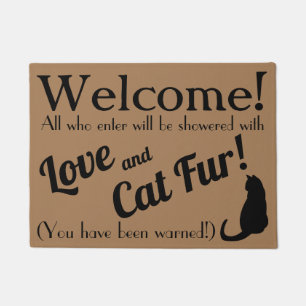 Paillasson Amour et fourrure de chat Drôle Welcome Doormat