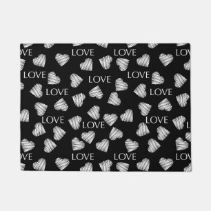 Paillasson Amour sans coutures Valentines Jour noir noir blan