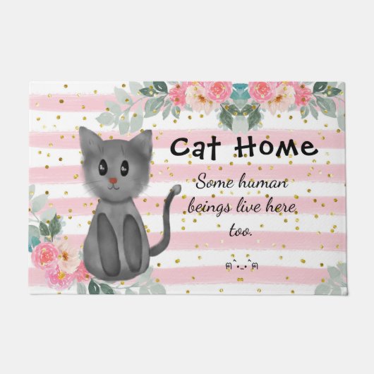Paillasson Amoureux des chats Cute Kitty Kitten Floral Flower (Devant)