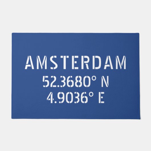 Paillasson Amsterdam Latitude Longitude Bleue (Devant)