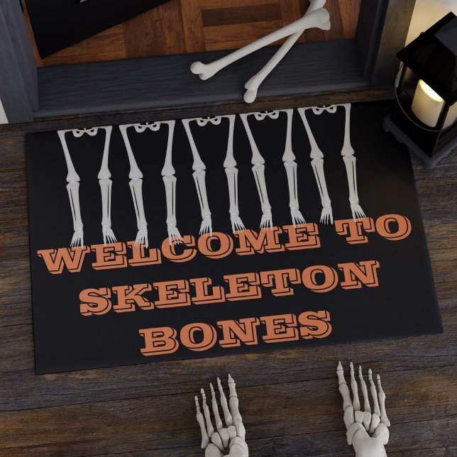 Paillasson Amusant Bienvenue à Skeleton Bones Halloween Doorm (Welcome to Skeleton Bones doormat perfect for halloween!. Just add your name)