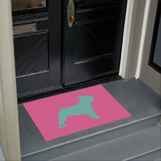 Paillasson Amusant colorié rose vif et vert français Bulldog