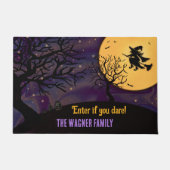 Paillasson Amusant Éffrayant sorcier Lune Halloween violet Cu (Devant)