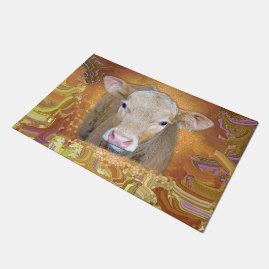 Paillasson Amusant et mignon petit veau aux grands yeux (Incliné)