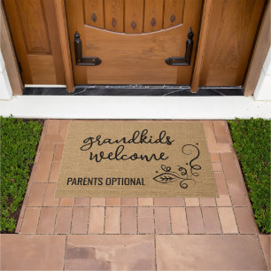 Paillasson Amusant Petits-Enfants Bienvenue Sur Faux Jute Tex