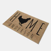 Paillasson Amusant rustique Pays Faux Burlap Chicken Silhouet (Incliné)