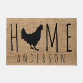 Paillasson Amusant rustique Pays Faux Burlap Chicken Silhouet (Devant)