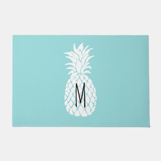 Paillasson ananas blanc monogramme (Devant)