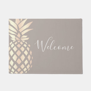 Paillasson Ananas rose et gris d'or d'en cuivre assez éléga