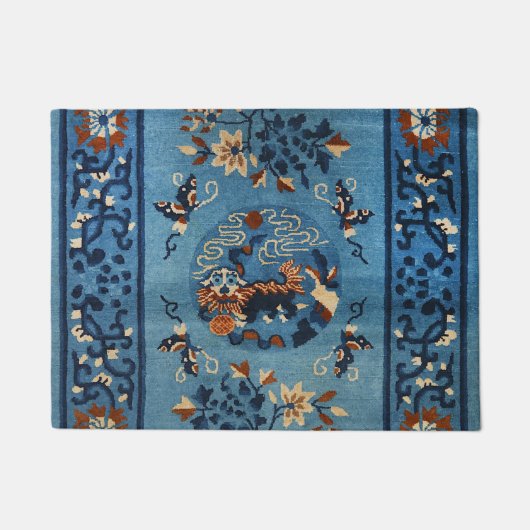 Paillasson Ancien Chinois en bleu profond  (Devant)
