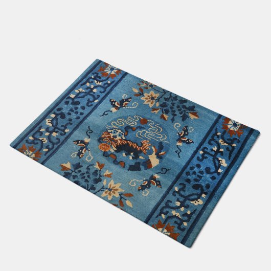 Paillasson Ancien Chinois en bleu profond  (Incliné)