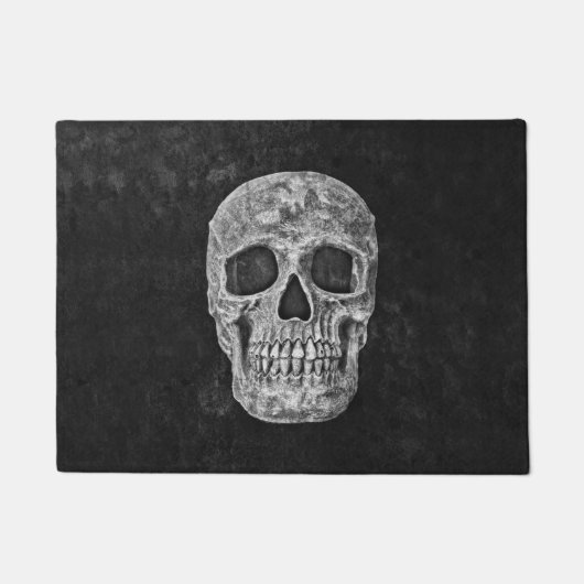 Paillasson Ancien Grunge Gothique Crâne Texture Noire Et Blan (Devant)