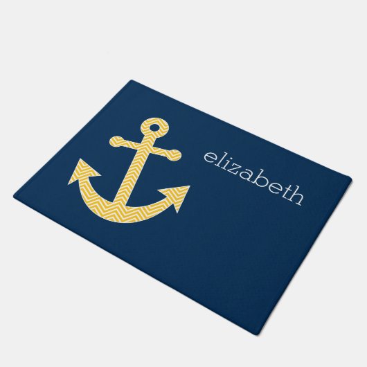 Paillasson Ancre avec Motif Chevron bleu et jaune (Incliné)