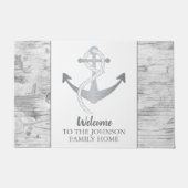 Paillasson Ancre nautique voile Nom de famille Grey Welcome (Devant)