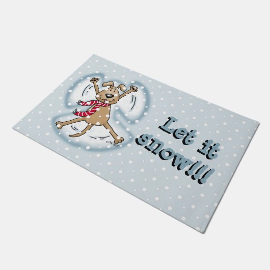Paillasson Ange de neige Chien Amusant mignon Noël Vacances a (Incliné)