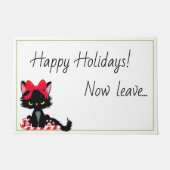 Paillasson Angry Kitty With Bow Joyeuses vacances Maintenant  (Devant)