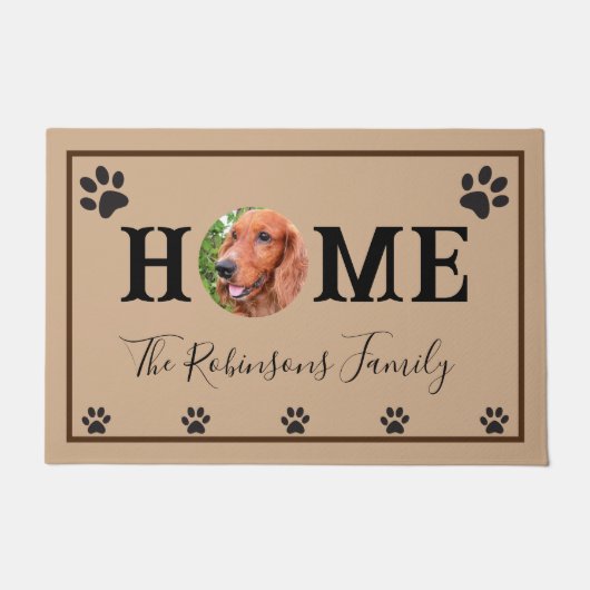 Paillasson Animaux de compagnie photo print & HOME Script Nom (Devant)