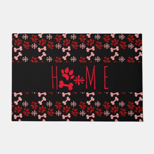 Paillasson Animaux domestiques de Noël Pâtes de chien et Snow (Devant)