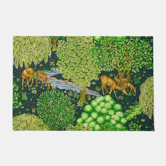 Paillasson ANIMAUX FORESTIERS, CERFS PAR UN BROOK Blue Green  (Devant)