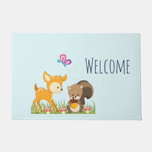 Paillasson Animaux Forestiers mignons Animaux Whimsical Carto (Devant)