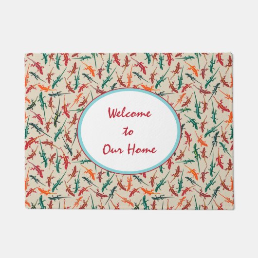Paillasson Anole Lizards Rouge Vert Orange Motif (Devant)