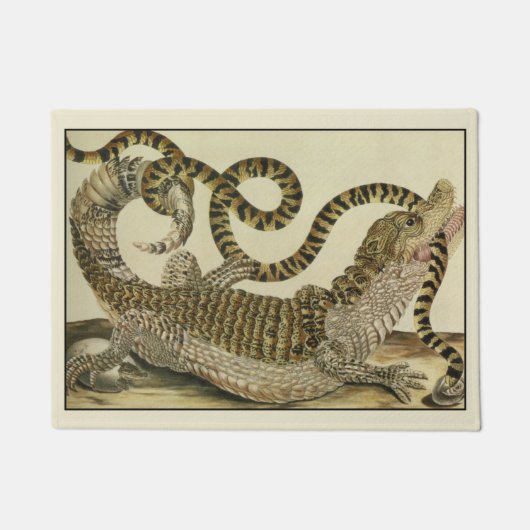 Paillasson Antique Crocodile combat serpent (Devant)