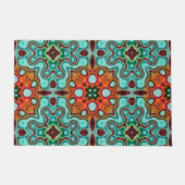 Paillasson Aqua Turquoise Bleu Orange Rouge Tribe Brown Art (Devant)