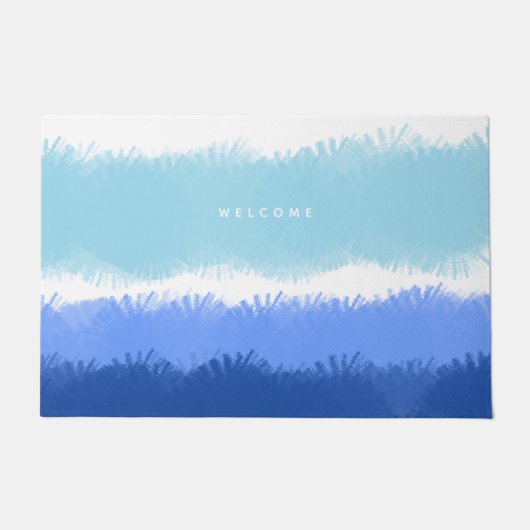 Paillasson Aquarelle Abstraite moderne tons bleus (Devant)