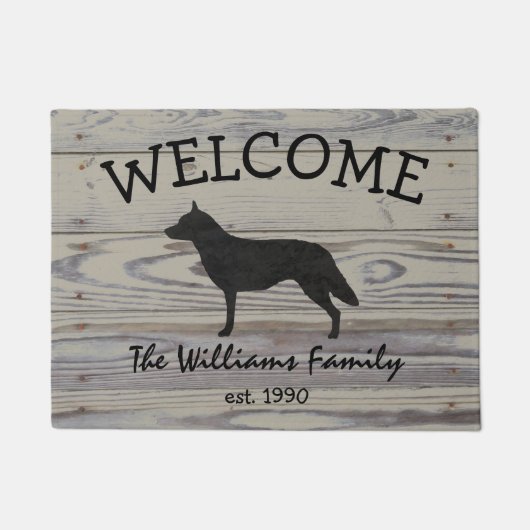 Paillasson Aquarelle australienne en bois rustique de chien (Devant)