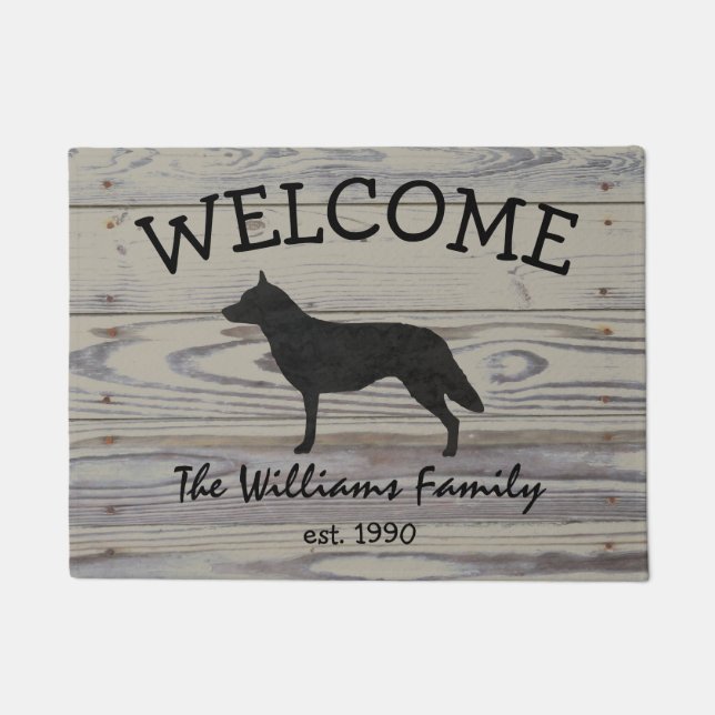 Paillasson Aquarelle australienne en bois rustique de chien (Devant)