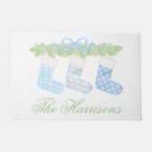 Paillasson Aquarelle Bleu et Blanc Noëls de Noël (Devant)