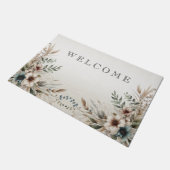 Paillasson Aquarelle bleu ivoire Fleurs mat (Incliné)